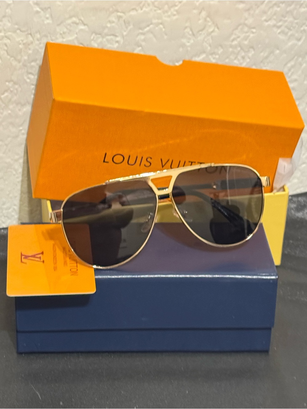 Louis Vuitton Gold Aviator Sunglasses - Black Lenses